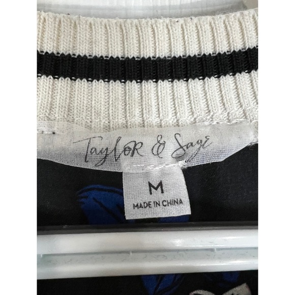 Taylor & Sage Women's Floral Mini Dress Black Long Sleeve - Size Medium - Picture 3 of 6